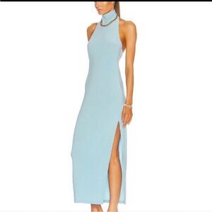 Norma Kamali Halter Turtle Side Slit Gown M